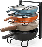 5 Compartments Height Adjustable Pan Organizer, Black in Black
