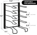 5 Compartments Height Adjustable Pan Organizer, Black in Black, alternate view 2