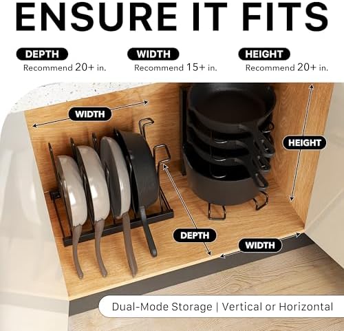 5 Compartments Height Adjustable Pan Organizer, Black in Black, alternate view 3