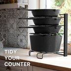 5 Compartments Height Adjustable Pan Organizer, Black in Black, alternate view 6