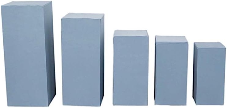 5 Dusty Blue Rectangular Pedestal Fitted Spandex Display Stand Covers Set Wedding Party Events Reception Home