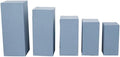 5 Dusty Blue Rectangular Pedestal Fitted Spandex Display Stand Covers Set Wedding Party Events Reception Home