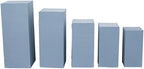 5 Dusty Blue Rectangular Pedestal Fitted Spandex Display Stand Covers Set Wedding Party Events Reception Home