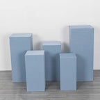 5 Dusty Blue Rectangular Pedestal Fitted Spandex Display Stand Covers Set Wedding Party Events Reception Home, alternate view