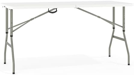 5-Foot Granite White Adjustable Bi-Fold Plastic Folding Table