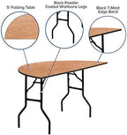 5-Foot Half-Round Wood Folding Banquet Table, alternate view 4