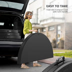 5 FT Black Round Bi-Folding Commercial Table, 60 inch Portable Plastic Dining Card Table for Kitchen Party, alternate view 6