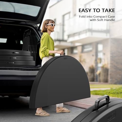 5 FT Black Round Bi-Folding Commercial Table, 60 inch Portable Plastic Dining Card Table for Kitchen Party, alternate view 6