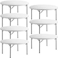 5 ft Commercial Round Table - 7 Pack! Cafeteria, Event, Banquet Table - Lightweight, Plastic, 60 inch Circle