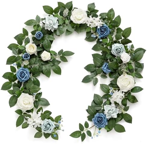 5 FT Dusty Blue Artificial Flower Garland in Blu-blue