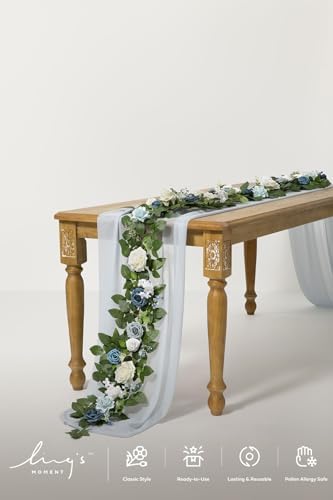 5 FT Dusty Blue Artificial Flower Garland in Blu-blue, alternate view 2