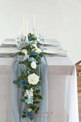 5 FT Dusty Blue Artificial Flower Garland in Blu-blue, alternate view 4