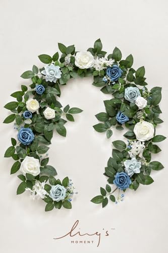 5 FT Dusty Blue Artificial Flower Garland in Blu-blue, alternate view 5