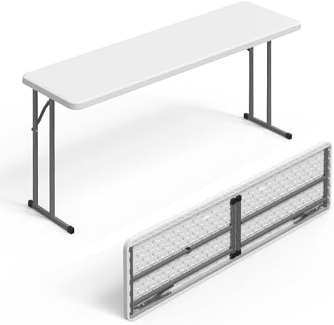 5 FT Narrow Folding Table, Premium Quality HDPE Material and Sturdy Metal Frame, Perfect for Buffet, Seminar