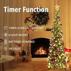 5 FT Pop Up Christmas Tree with Timer Lights, Gold Christmas Tinsel Tree, Collapsible Artificial Pencil, alternate view 4