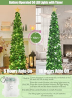 5 FT Pop Up Christmas Tree with Timer Lights, Green Christmas Tinsel Tree, Collapsible Artificial Pencil, alternate view 4