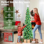 5 FT Pop Up Christmas Tree with Timer Lights, Green Tinsel Tree in Holographic Green, alternate view 4