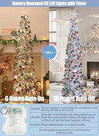 5 FT Pop Up Christmas Tree with Timer Lights, Silver Christmas Tinsel Tree, Collapsible Artificial Pencil, alternate view 2