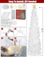 5 FT Pop Up Christmas Tree with Timer Lights, White Christmas Tinsel Tree, Collapsible Artificial Pencil, alternate view 5