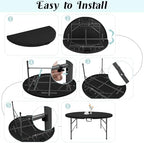 5 FT Round Folding Tables Black Foldable Table, Fold-in-Half with Carrying Handle Portable Plastic Table for, alternate view