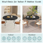 5 FT Round Folding Tables Black Foldable Table, Fold-in-Half with Carrying Handle Portable Plastic Table for, alternate view