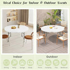 5 FT Round Folding Tables White Foldable Table, Fold-in-Half with Carrying Handle Portable Plastic Table for, alternate view