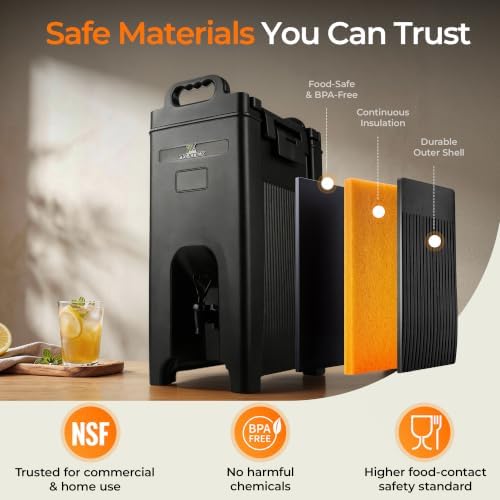5 Gallon Insulated Beverage Dispenser for Hot & Cold Drinks, NSF Certified Portable Drink Server with, alternate view 4