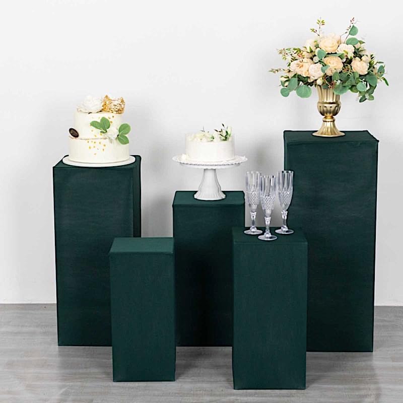 5 Hunter Green Rectangular Pedestal Fitted Spandex Display Stand Covers Set Wedding Party Events Reception Home, alternate