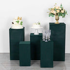 5 Hunter Green Rectangular Pedestal Fitted Spandex Display Stand Covers Set Wedding Party Events Reception Home, alternate