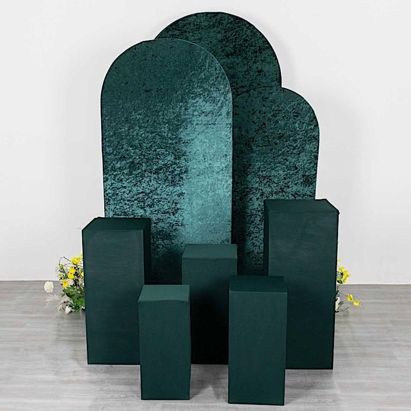5 Hunter Green Rectangular Pedestal Fitted Spandex Display Stand Covers Set Wedding Party Events Reception Home, alternate