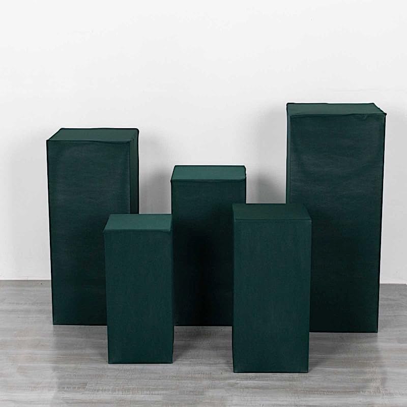 5 Hunter Green Rectangular Pedestal Fitted Spandex Display Stand Covers Set Wedding Party Events Reception Home, alternate