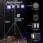 5 in 1 DJ Lights with Stand Combination Party Light Dj Disco Lights Stage Lighting for Parties 3/6/15CH with, alternate view
