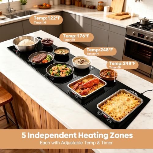 5-in-1 Food Warmer, Independent Temp & Timer, 59.1" x 15.8", alternate view 2