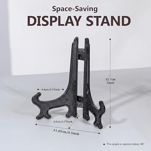 5 Inch Black 12pcs/Set Plastic Easels Plate Display Stands Picture Frame Stand Holder in Black, alternate view 2