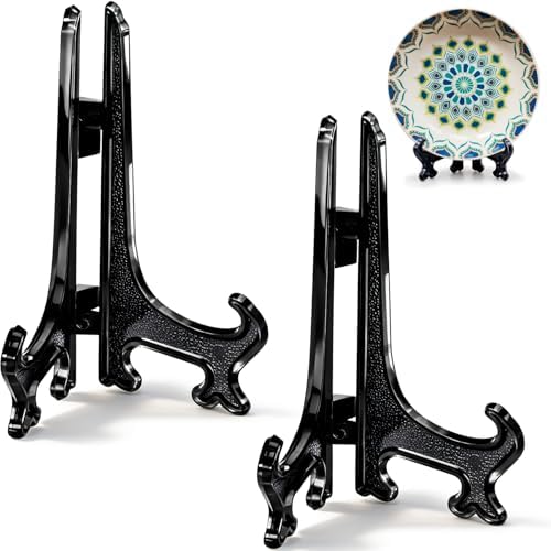 5 Inch Black Acrylic Plate Stands for Display Holders 2pcs in Black