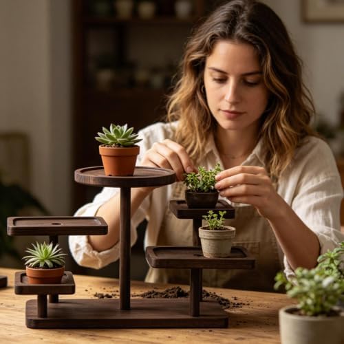 5 Layer Wooden Tiered Tray Stand Wood Tiered Display Rack Rustic Risers for Wedding Birthday Graduation Tea, alternate view 6
