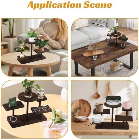 5 Layer Wooden Tiered Tray Stand Wood Tiered Display Rack Rustic Risers for Wedding Birthday Graduation Tea, alternate view 7