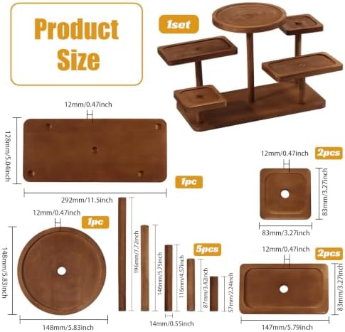 5 Layer Wooden Tiered Tray Stand Wood Tiered Display Rack Rustic Risers for Wedding Birthday Graduation Tea, alternate view 2