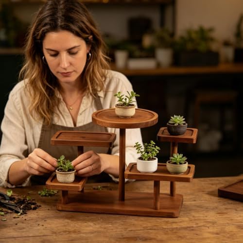 5 Layer Wooden Tiered Tray Stand Wood Tiered Display Rack Rustic Risers for Wedding Birthday Graduation Tea, alternate view 6