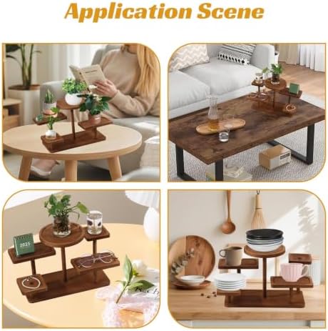 5 Layer Wooden Tiered Tray Stand Wood Tiered Display Rack Rustic Risers for Wedding Birthday Graduation Tea, alternate view 7