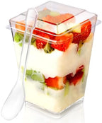 5 oz 60 Pcs Plastic Dessert Cups With Lids and Spoons, Serves 20, Yogurt Parfait Appetizer Cups for Party, Mini