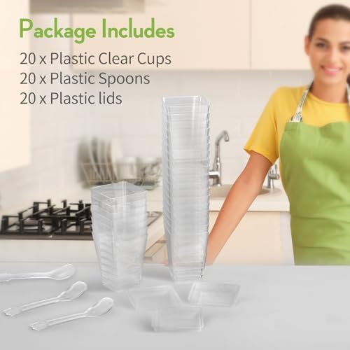 5 oz 60 Pcs Plastic Dessert Cups With Lids and Spoons, Serves 20, Yogurt Parfait Appetizer Cups for Party, Mini, alternate