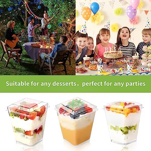 5 oz 60 Pcs Plastic Dessert Cups With Lids and Spoons, Serves 20, Yogurt Parfait Appetizer Cups for Party, Mini, alternate