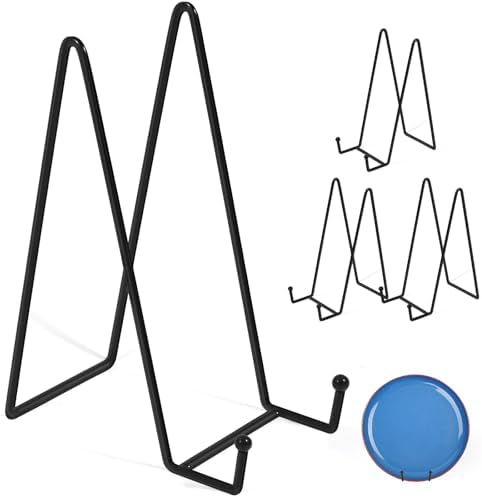 5 Pack 10.3 Inch Black Plate Stands Picture Easels for Display Large Book Stands for Picture, Decorative Plate