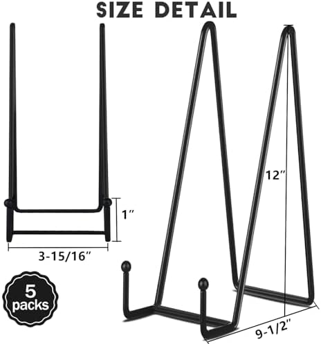 5-Pack 12-Inch Plate Holder Display Stands Black Metal Frame Stand in Black, alternate view 3
