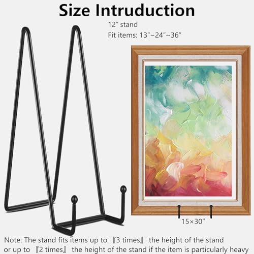 5-Pack 12-Inch Plate Holder Display Stands Black Metal Frame Stand in Black, alternate view 4