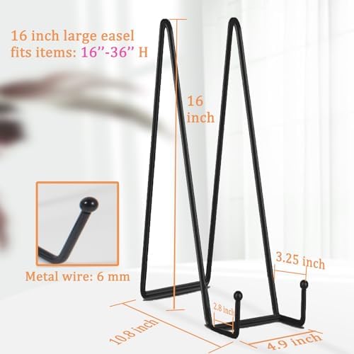 5 Pack 16 Inch Black Plate Stand for Display Large book stands Display Easel Table Top Easel for Picture, alternate view 3