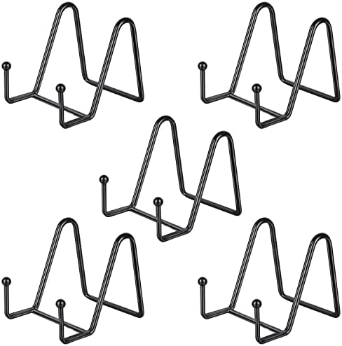 5-Pack 3-Inch Small Plate Display Stands Black Metal Frame Stand in Black