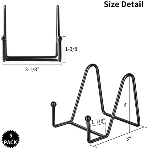 5-Pack 3-Inch Small Plate Display Stands Black Metal Frame Stand in Black, alternate view 3