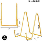 5-Pack 4-Inch Plate Holder Display Stands Gold Metal Frame Stand in Gold, alternate view 3